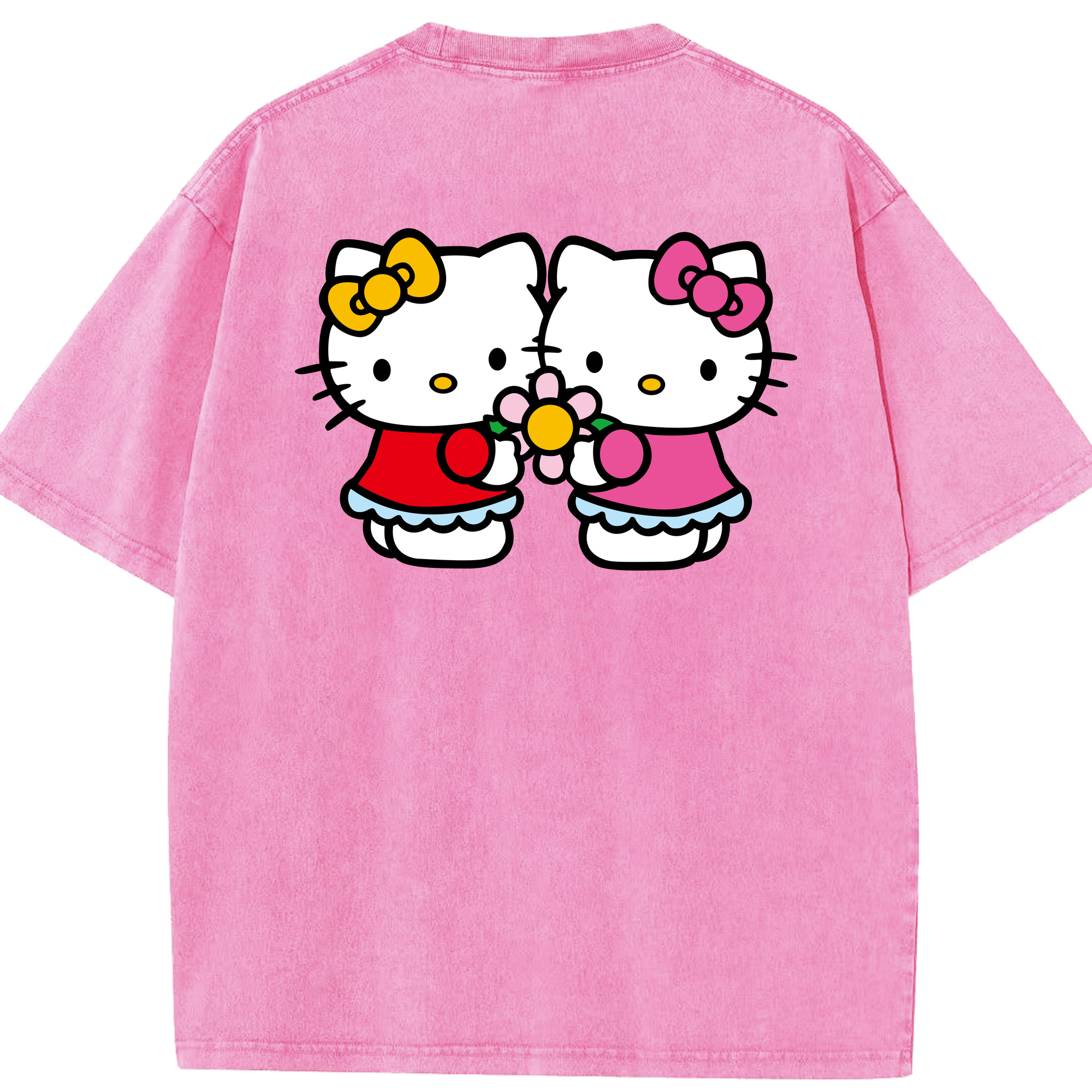 （画像用） Hello Kitty ハローキティ 綿100% ヴィンテージ風 半袖Tシャツ（背面プリント）